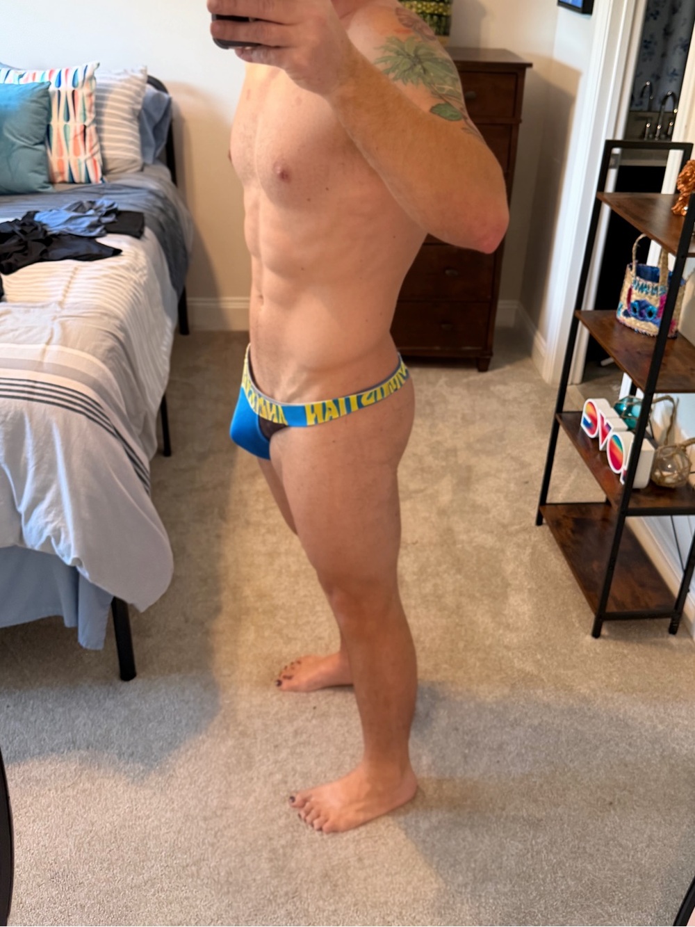 Men's Andrew Christian Thong Blue XXL - Picture 2 of 2